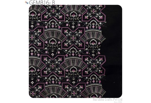 Indian Embroidered Fabric Sewing DIY Crafting by the yard Wedding Dress Costumes Black Embroidery Cushion Covers Woman Dresses Fabric